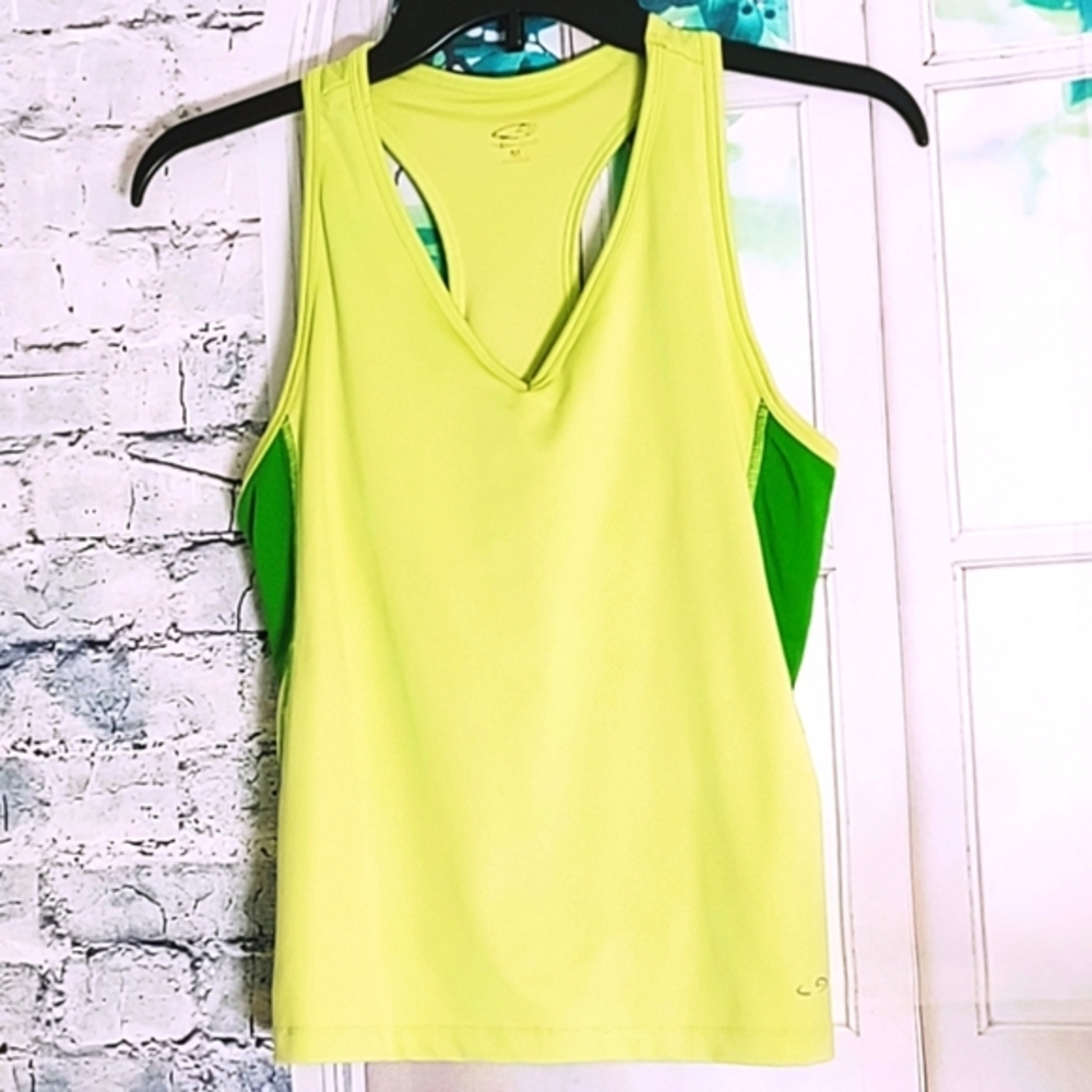CHAMPION NEON GREEN ATHLEISURE BUILT IN BRA TANK WOMEN'S SIZE  M